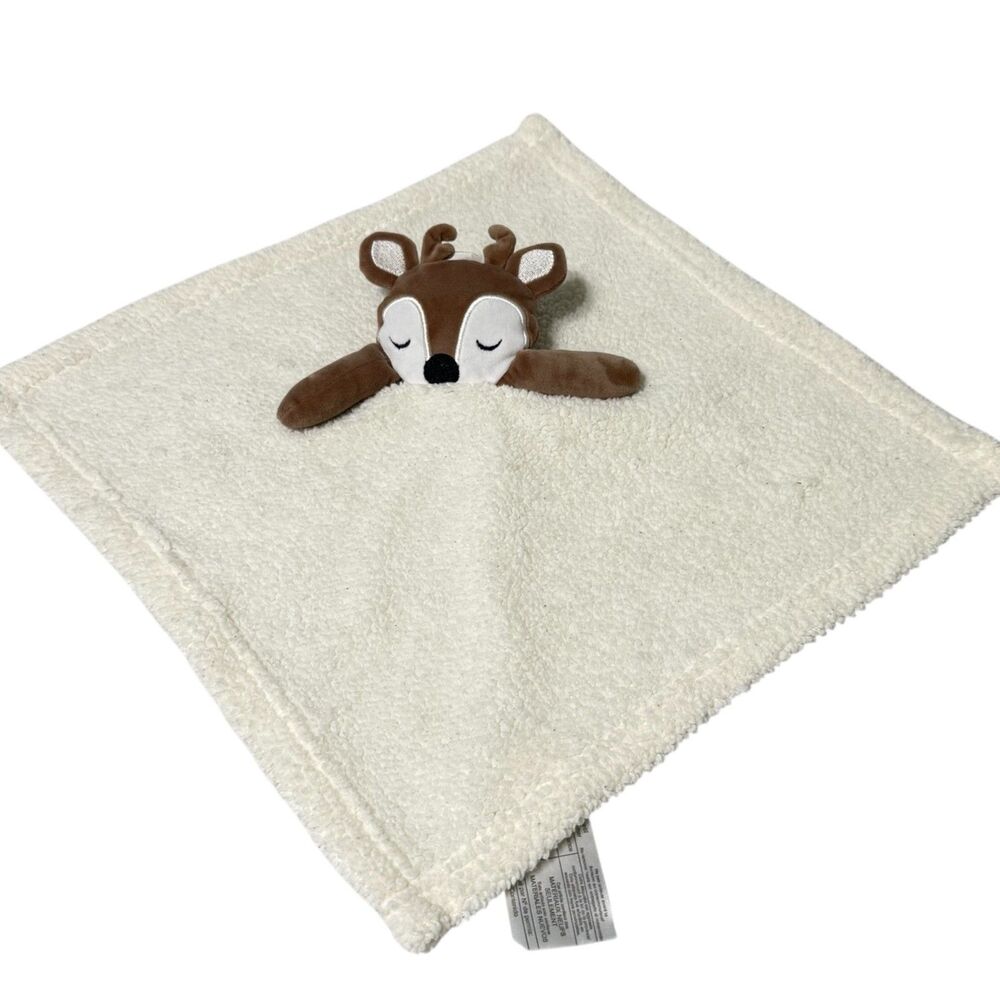 Chick Pea Sleeping Reindeer Deer Lovey Security Blanket White Soft Plush Sherpa